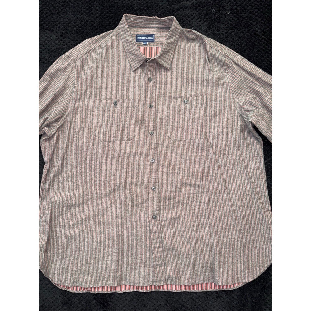 Faribault Mill Men's Cotton Wool Blend L/S Button Shirt Blue Black Plaid Sz 2XL